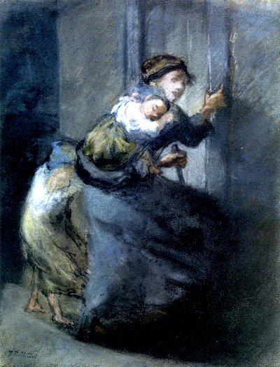 Una Madre in Fuga con Due Bambini da Jean Francois I Millet